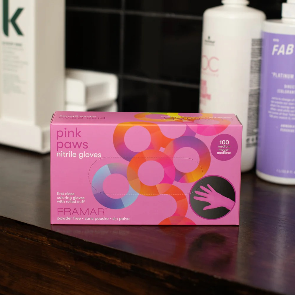 Framar Pink Paws Nitrile Gloves 100 Pieces-Gloves-Beauty and hair supply