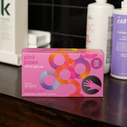 Framar Pink Paws Nitrile Gloves 100 Pieces-Gloves-Beauty and hair supply