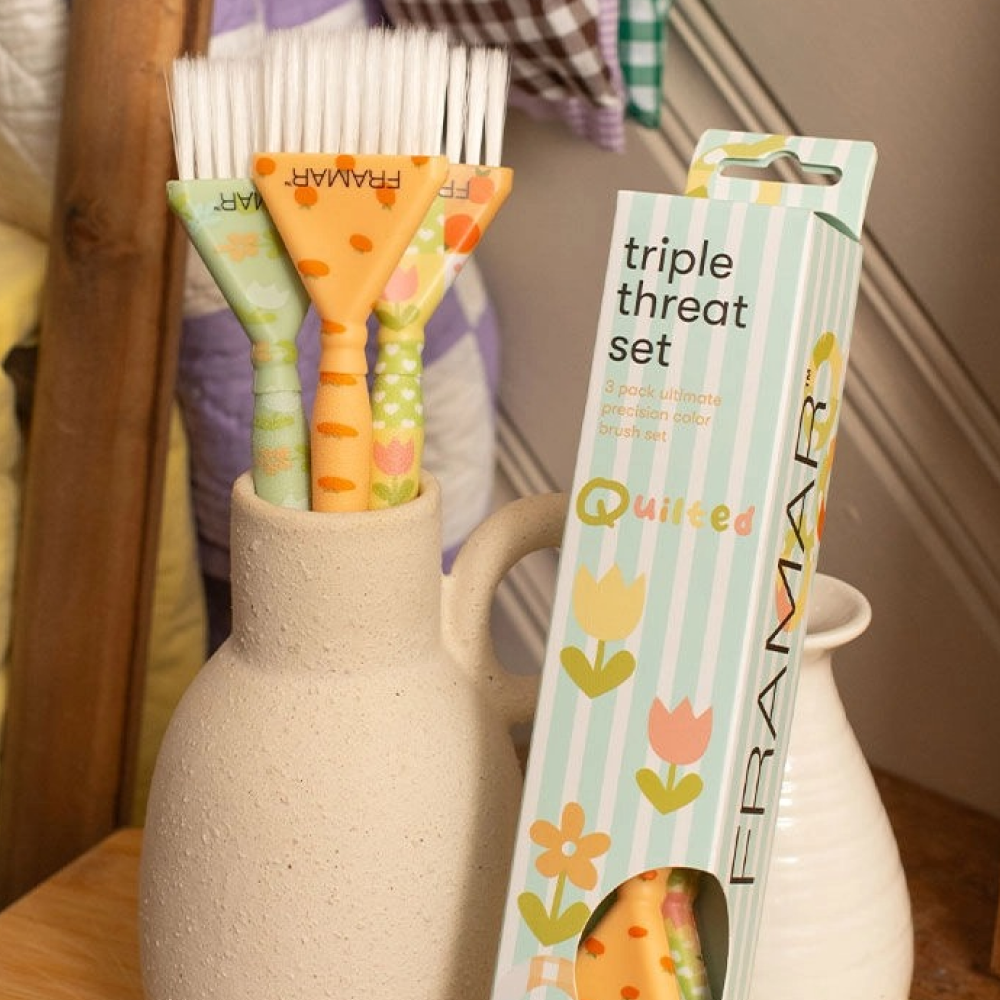 Framar Quilted Triple Threat Set-Hair Color Brush-Beauty and hair supply