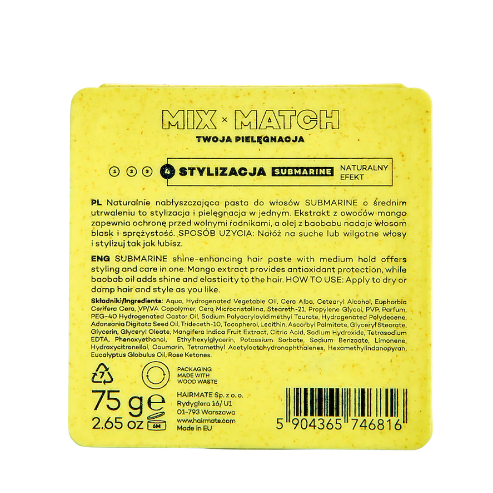 Hairmate Submarine Glossy Fixing Paste Natural Effect 75g-Styling Cream-Beauty and hair supply