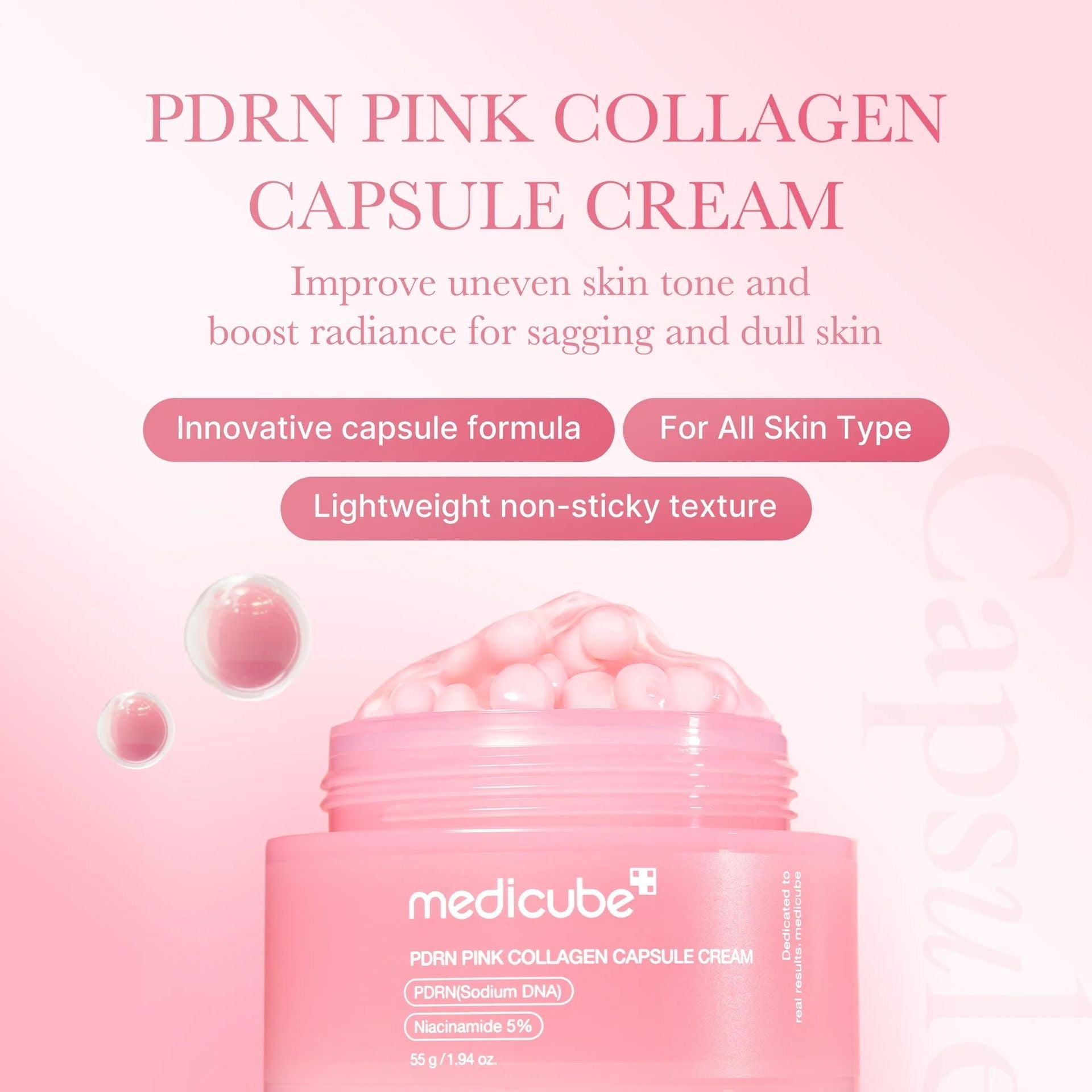 Medicube Medicube Pdrn Pink Collagen Capsule Cream 55g-Collagen Glow Moisturizer-Beauty and hair supply