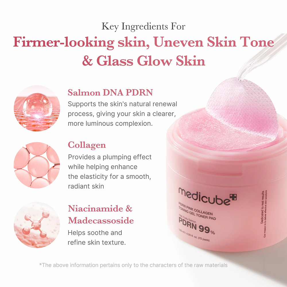 Medicube Pdrn Pink Collagen Toning Gel Toner Pad 70Pads-Collagen Pads-Beauty and hair supply