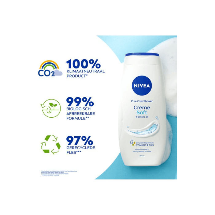 Nivea Soft Creme Pure Care Shower 250ml - Beauty and Hair Supply