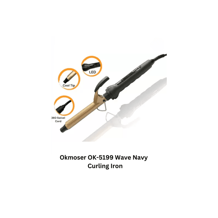 Okmoser OK-5199 Wave Navy Curling Iron - Beauty and Hair Supply