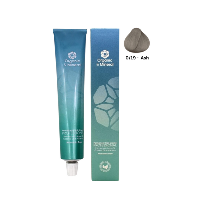 Organic & Mineral Permanent Hair Colour 120ml - 0/19 Ash - Beauty and Hair Supply