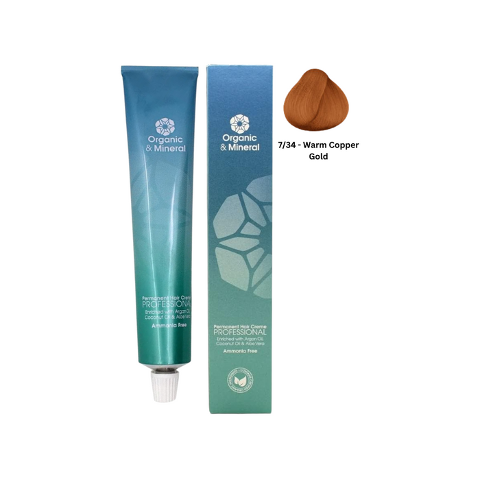 Organic & Mineral Permanent Hair Colour 120ml - 7/34 Warm Copper Gold - Beauty and Hair Supply