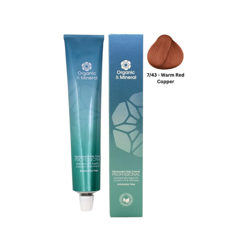 Organic & Mineral Permanent Hair Colour 120ml - 7/43 Warm Red Copper - Beauty and Hair Supply