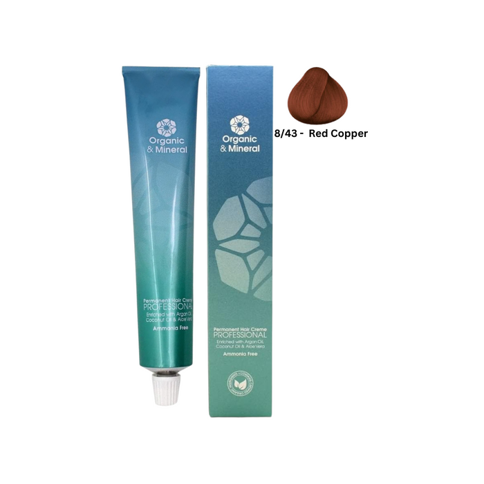 Organic & Mineral Permanent Hair Colour 120ml - 8/43 Red Copper - Beauty and Hair Supply