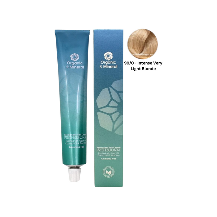 Organic & Mineral Permanent Hair Colour 120ml - 99/0 Intense Very Light Blonde - Beauty and Hair Supply
