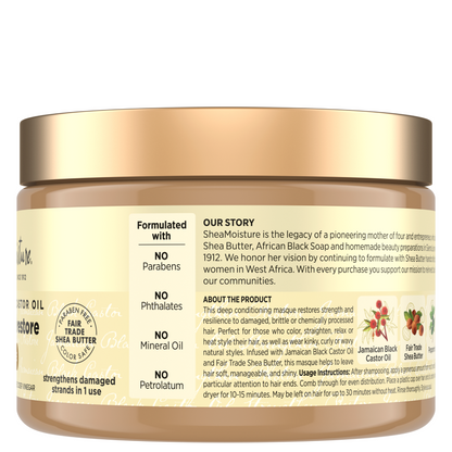 Shea Moisture Jamaican Black Castor Oil Strengthen &amp; Restore Treatment Mask 326g-Hair Mask-Beauty and hair supply