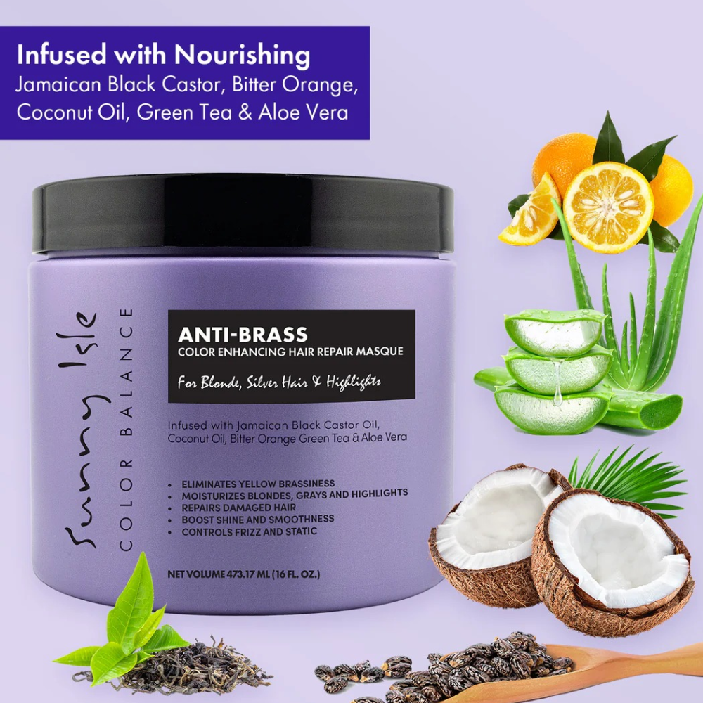 Sunny Isle Anti-Brass Color-Enhancing Purple Hair Repair Masque 473ml-All-Beauty and hair supply