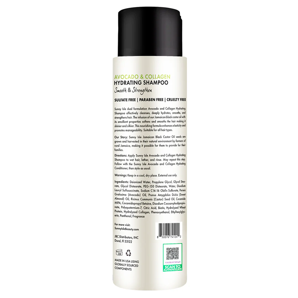 Sunny Isle Avocado &amp; Collagen Hydrating Shampoo 355.84ml-All-Beauty and hair supply
