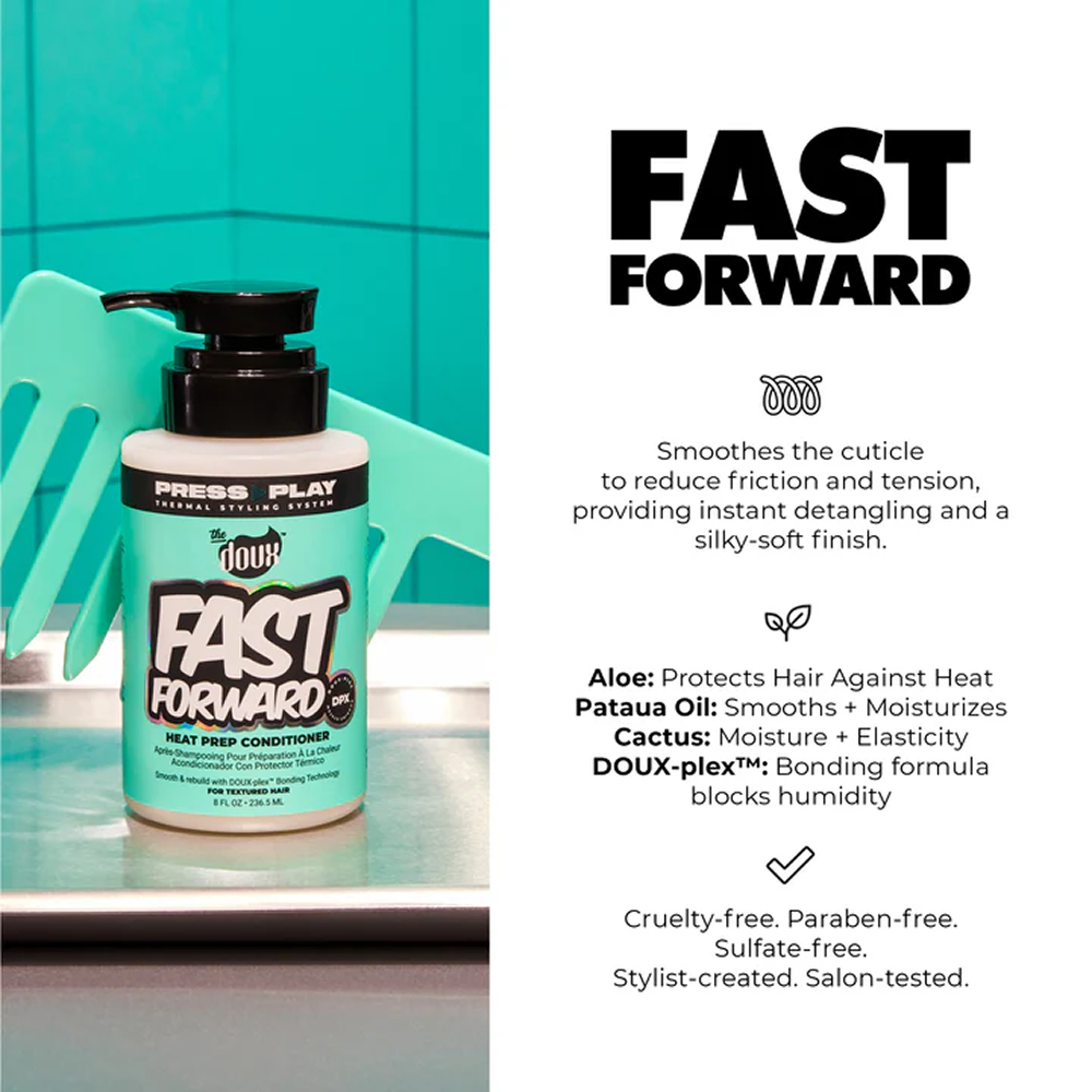 The Doux Press Play Fast Forward Heat Prep Conditioner 236ml-Heat Protectant-Beauty and hair supply