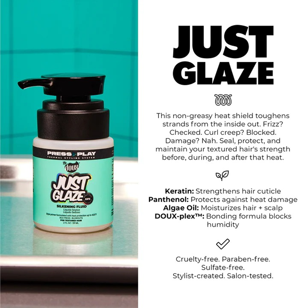 The Doux Press Play Just Glaze Silkening Fluid 2oz-All-Beauty and hair supply
