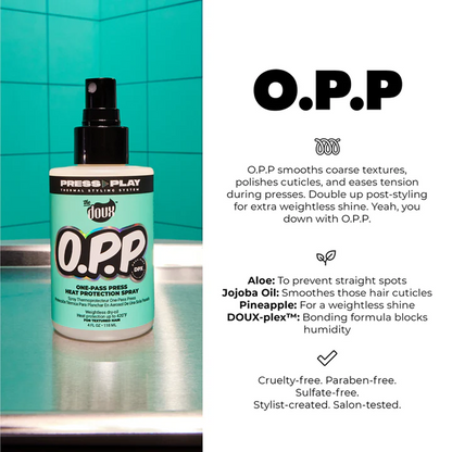 The Doux Press Play O.P.P. One Pass Heat Protectant Spray 118ml-Heat Potector-Beauty and hair supply