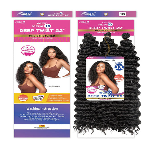 Vivitress Mega 3X Deep Twist 22 inches pre-stretched - Beauty and Hair Supply