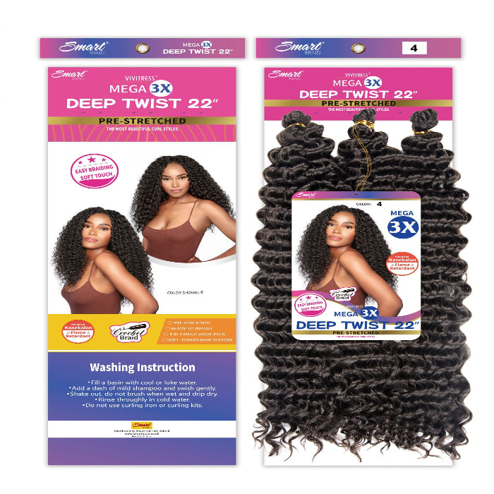 Vivitress Mega 3X Deep Twist 22 inches pre-stretched - Beauty and Hair Supply
