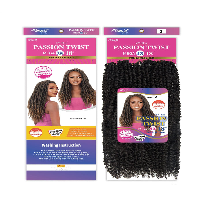 Vivitress Mega 3X Passion Twist pre-stretched 18 inches - Beauty and Hair Supply