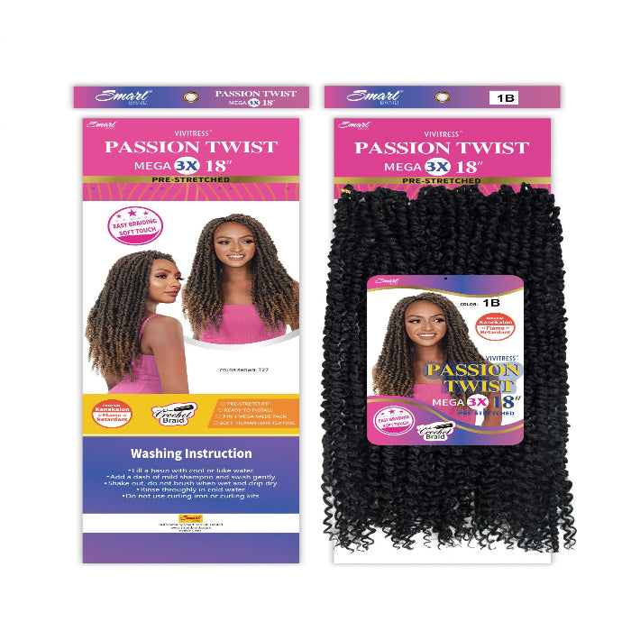 Vivitress Mega 3X Passion Twist pre-stretched 18 inches - Beauty and Hair Supply