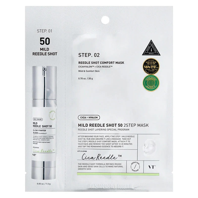 Vt Cosmetics Mild Reedle Shot 50 2-Step Mask - 1pc-Face Mask-Beauty and hair supply