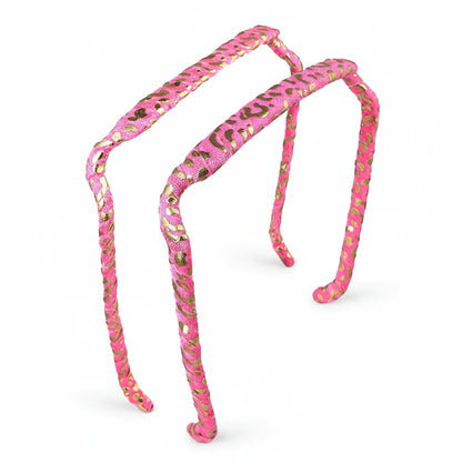 Zazzy Bandz Pink and Gold Cheetah Wrapped-Headband-Beauty and hair supply