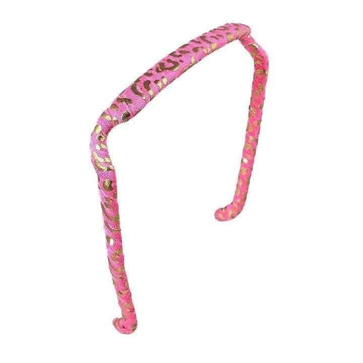 Zazzy Bandz Pink and Gold Cheetah Wrapped-Headband-Beauty and hair supply