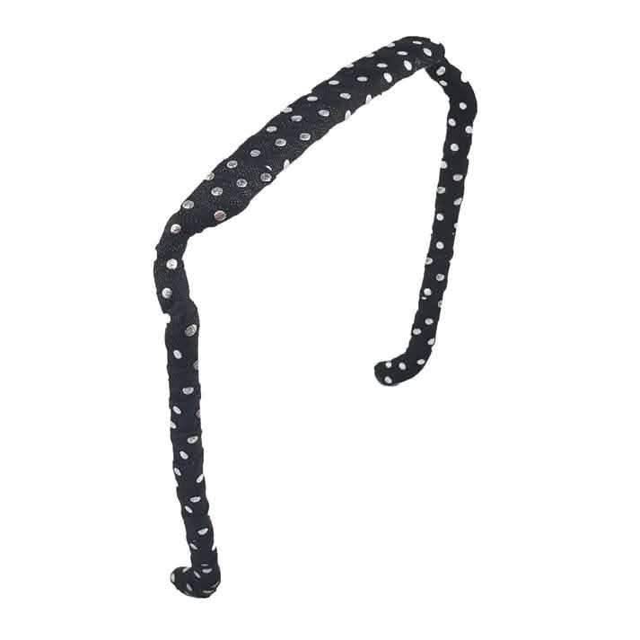 Zazzy Bandz Silver Polka Dots on Black-Headband-Beauty and hair supply